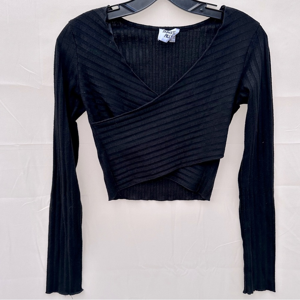 Princess Polly cross front long sleeve crop top